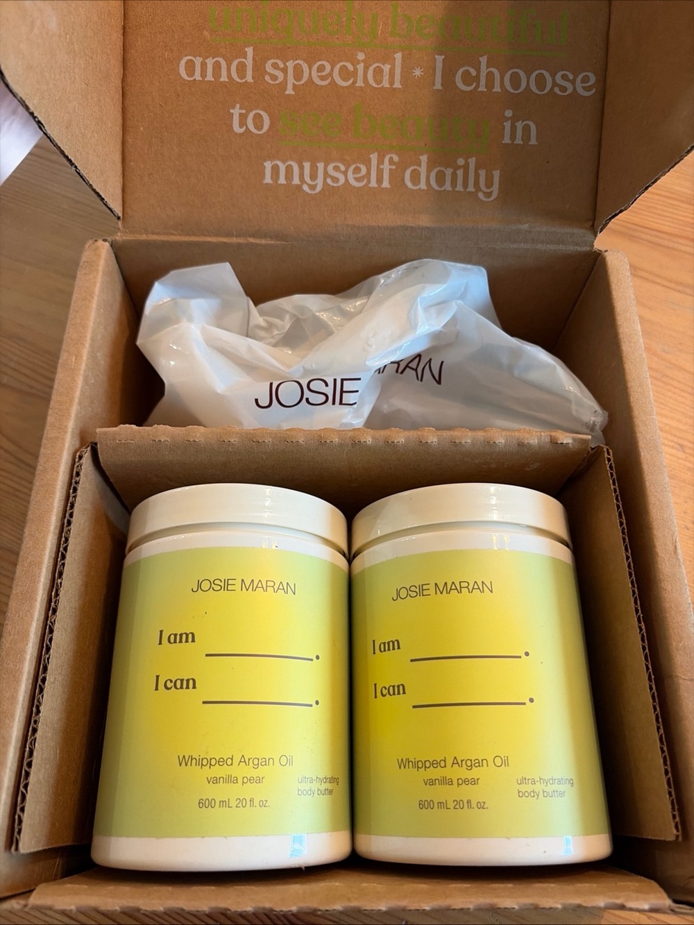 JOSIE MARAN Whipped Argan Oil Vanilla Pear Body Butter Duo 20 oz each NEW